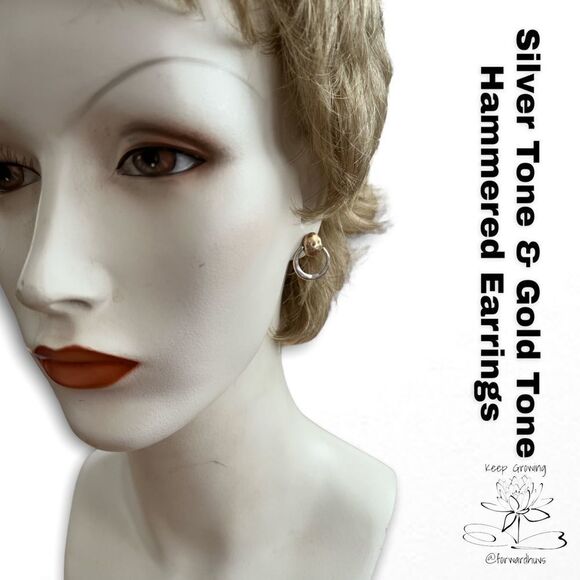 Bundle Sale 3 for $15 | Gold Tone Top and Silver Tone Hoop Earrings - Picture 3 of 8